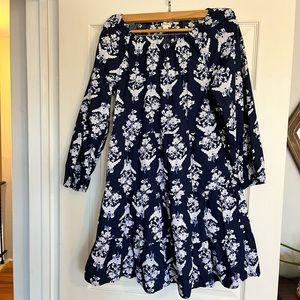 J crew blue and white floral print dress